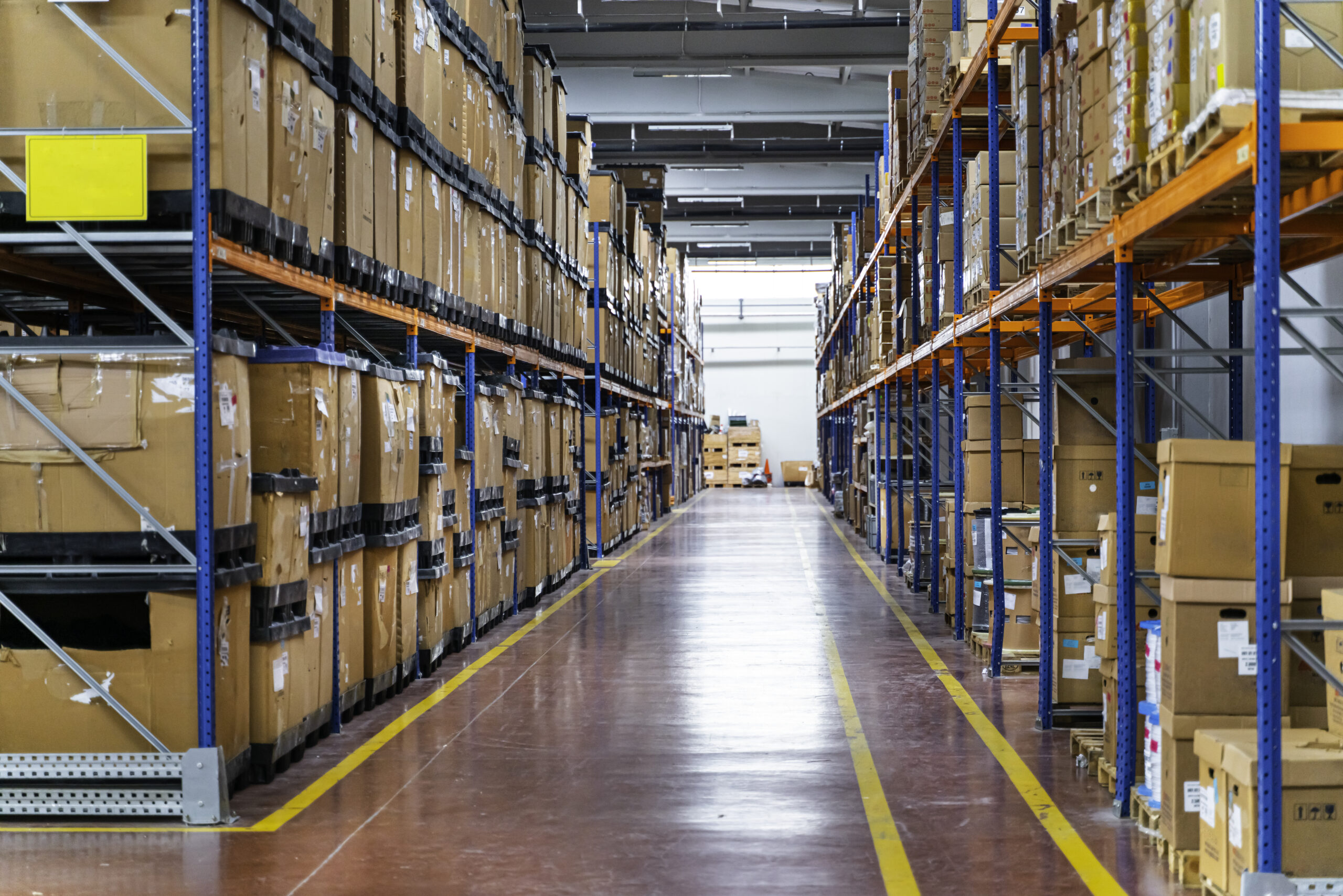 View of empty industrial material warehouse
